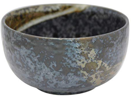 TeaClub Cuenco para matcha, color negro y gris, 400 ml, Chawan de Japón para preparación y ceremonia del té