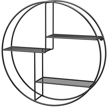 SONGMICS Rundes Wandregal, Schwarz, 55 x 12 cm