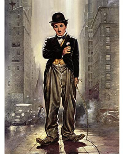 YSCOLOR Diamond Painting 5D Rund Charlie Chaplin 5D Diamant Stickerei DIY Runde Diamant Malerei Kreuzstich Bilder Dekoration 30 x 40 cm