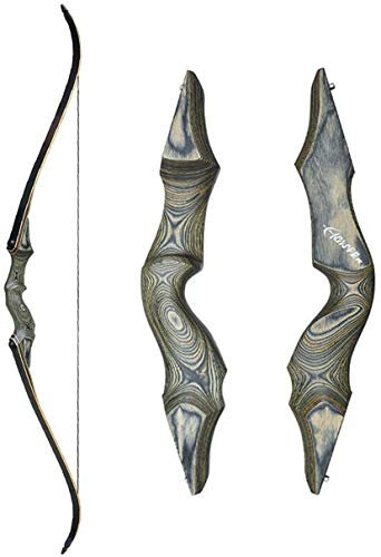 Obert Black Hunter 60 Zoll Profi Bogenschießen Takedown Recurvebogen Set 20-68lbs Rechtshand Holzbogengriff Jagdbogen für Erwachsene Sportbogen