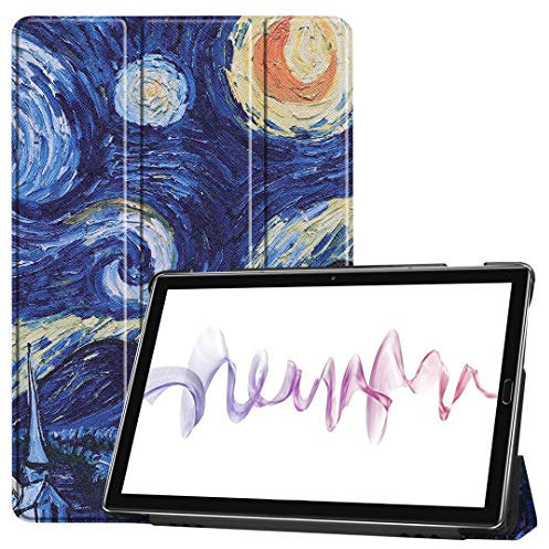SATURCASE - Funda para Huawei MediaPad M6 10.8 (Piel sintética, función Atril, función de Encendido y Apagado automático), Color Negro KN-8