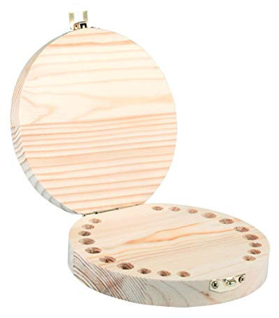 Rayher Holzbox für Milchzähne, 12 cm ø, Höhe 2,7 cm, Milchzähnebox, Kinder Zähne Aufbewahrungsbox, Holz FSC zertifiziert, 62946505, Natur