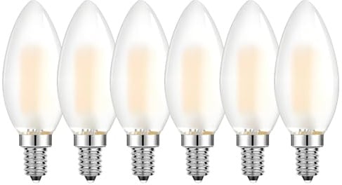 HUAMu E14 Kerze LED Lampe für Kronleuchter 4W, ersetzt herkömmliche 40W Glühbirnen, 2700K Warmweiß, mattes Glas, nicht dimmbar, Kerzenform, 6er Pack