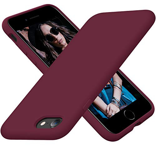 Cordking Coque pour iPhone SE 2020, iPhone 7 8, Coque en Silicone Ultra Fine Antichoc avec Doublure en Microfibre Douce, 11,9 cm, Prune