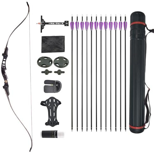 SHARROW 60 Zoll Takedown Recurvebogen Profi Bogenschießen Pfeile Bogenset 20-50lbs, Rechtshand, Jagdbogen für Erwachsene Sportbogen Bogensportler, Recurve Bögen mit Zubehör (B, 20 LBS)