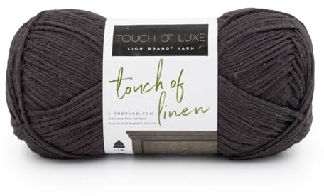 Lion Brand Yarn, Touch of Linen Aran Yarn for Knitting and Crochet, Slate, 1 Pack