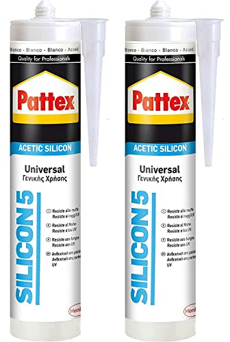 Pattex Silikondichtstoff 5, weiß, schimmelresistent, 2 x 280 ml, 2 Stück
