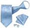 DiBanGu Herren-Krawatten-Set, Paisleymuster, Blumenmuster, Krawatte, Einstecktuch, Manschettenknöpfe, Seidenkrawatten-Set, Party, Hochzeit, Hellblaues Paisleymuster, Einheitsgröße