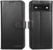 LENSUN Lederhülle für Google Pixel 6, Handyhülle [Echtes Leder] [Kartenfach] [RFID Schutz] Echtleder Hülle Handytasche Klappbar für Google Pixel 6 5G - Schwarz