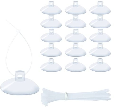 Waycreat Lot de 20 ventouses en caoutchouc de 35 mm, petites ventouses avec 40 attaches transparentes pour table, fenêtre, aquarium, mur, métal, verre