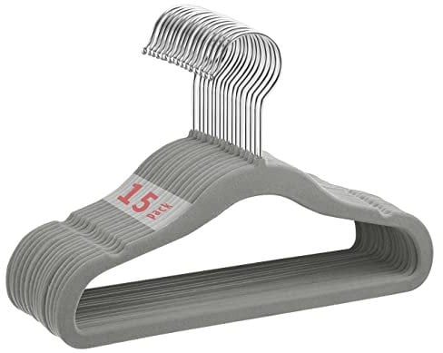 MangoKit Kids Perchas de Terciopelo Antideslizantes para bebés,niños pequeños,Perchas para niños ultrafinas Que ahorran Espacio Gancho Giratorio de 360 Grados Robustas Paquete de 15 (28 cm,Gris)