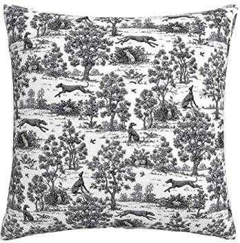 Kissenbezug, schwarzer Windhund-Toile-Kissenbezug, weich und bequem, doppelseitiger Plüsch-Kissenbezug, geeignet für Zuhause, Sofa, Auto-Kissen, 45 x 45 cm