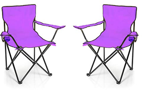 BigDean 2X Faltstuhl LILA Campingstuhl Anglerstuhl mit Getränkehalter & Tragetasche - Anglersessel klappbar - Klappstuhl Gartenstuhl Faltstuhl Relaxsessel Angelsessel faltbar