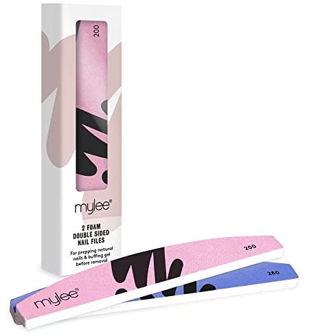 Mylee Limas de Uñas de Espuma de Doble Grano 200/280, Pack de 2 - Pulidor de Doble Cara, Manicura Profesional de Calidad de Salón en Casa, Prepara, Pule y Perfecciona las Uñas, Suaviza y Añade Brillo