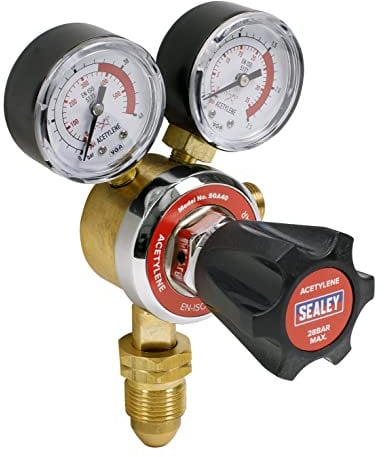 Sealey Acetylene Regulator, Bull Nose Adaptor and 3/8 Hose Union - SGA40