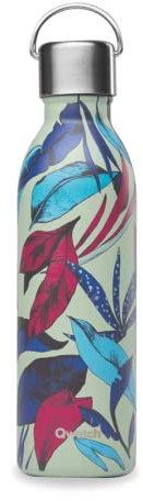 Qwetch - Bouteille Isotherme Active Bahia Vert Tilleul 600ml - Gourde avec Anse Inox Recyclé - 24h Froid et 12h Chaud - Etanche & Compacte