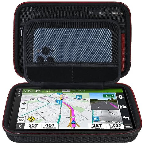 Elonbo Custodia di trasporto GPS per 6-7 pollici Garmin DriveSmart 76/66/65/61, DriveCam 76, Garmin RV 780/795/dezl OTR700/OTR610 Garmin Catalyst GPS Navigator System, Pocket Fits Car Charger, Nero