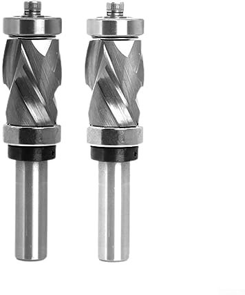 Compression Spiral Flush Trim Router Bits, Woodworking End Mill CNC Router Bit Solid Carbide Bearing Compression Flush Trim