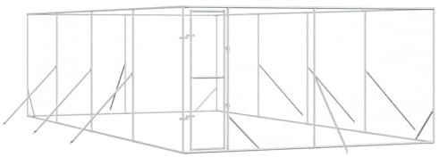 vidaXL Outdoor-Hundezwinger Silbern 4x8x2 m Verzinkter Stahl