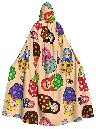 ZORIN Unisex Erwachsene Kapuzenumhang Halloween Rollenspiel Umhang 3D Niedlich Matroschka mit Ausdruck Weihnachten Party Kostüm Für Teufel Hexe Vampir Fancy Cosplay 150 cm