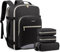 LOVEVOOK Handgepäck Rucksack, 45L Groß Reiserucksack Damen Flugzeug Koffer Travel Backpack, Wasserdicht Reisetasche mit 18 Zoll Laptopfach für Reise Business Geschäftsreise Weekend Wandern Schwarz