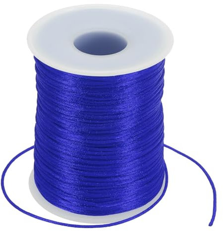 PATIKIL 1.5mm x 109 Yard Nylon Satin Cord, Nylon Beading String Knotting Cord Chain Braided Rope for Bracelets Jewelry Trim Chinese Knot, Dark Blue