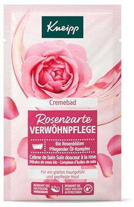 Kneipp Cremebad Rosenzarte Verwöhnpflege - Badezusatz mit hochwertigem Extrakt aus Bio Rosenblüten und einem pflegendem Öl-Komplex - Schenkt ein glattes Hautgefühl und pflegt die Haut - 50ml