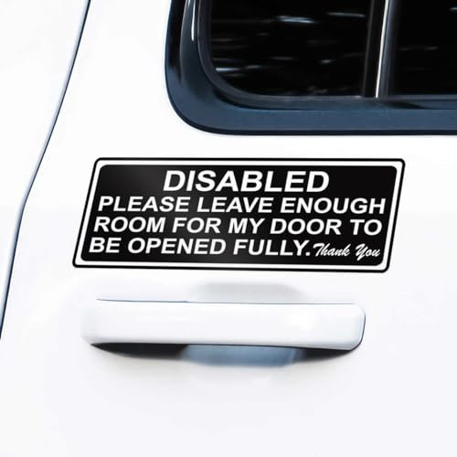 Disabled Sticker, Awareness Sign, Please Leave Room for My Door, Mobility Scooter, Disability Car Parking Safety Car Sticker, Car Window Bumper Door Sticker, 200mm