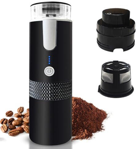 Irishom Macchina per caffè Espresso elettrica Portatile Mini Macchina per caffè Monodose da 6 Once con Tazza di caffè in Polvere e Contenitore per Capsule Batteria Ricaricabile da 1200 mAh
