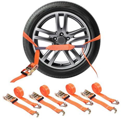 4 Stück Spanngurte,3m 3000 daN Spanngurte mit Ratsche & Haken,Ratschengurte 3 Tonnen,40mm breit Ratschengurte Zurrgurte,Wetterfest & Robust Zurrgurte,für Radsicherung auf Trailer KFZ PKW Transporter