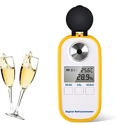 GMUME Refraktometer Digitaler Bier-Würze Refraktometer Brix 0,0-80,0% Elektronischer Hydrometer LCD Weinalkoholmesser brauen