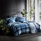 fleuresse gewebte Edelflanell Bettwäsche Lech Karo blau beige 1 Bettbezug 135 x 200 cm + 1 Kissenbezug 80 x 80 cm