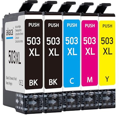 akaca 503XL Druckerpatronen Kompatibel mit Epson 503 503XL Patronen (5er-Pack), für Expression Home XP-5200 XP-5205 XP5200 XP5205, Workforce WF-2960 WF-2965 WF-2960DWF WF-2965DWF