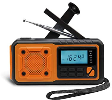 Srliya Radio Solar Panel Handkurbel Radio, USB-Lade Wetter mit Taschenlampe, 4000mAh Power Bank für Camping, Wandern, Notfall
