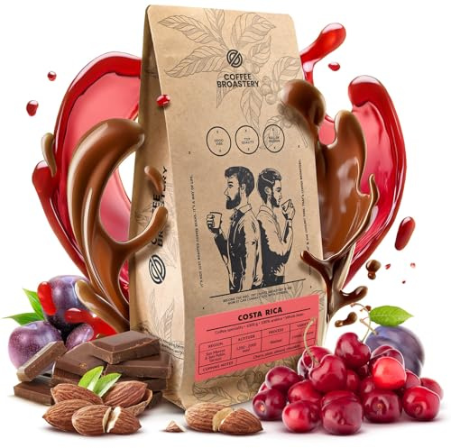 Coffee Broastery - Café en Grains Costa Rica San Rafael 1kg - Tarrazú - Arabica de Spécialité Torréfié - Notes de Chocolat, Amandes, Cerise et Prune - Idéal pour Machine à Expresso et Café Filtre
