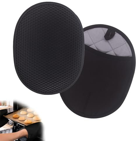 Viechoes 2 pcs Maniques Cuisine Silicone,Gants de Cuisine,Gants et maniques,Coussin Isolant en nid d'abeille,Gant Four Anti Chaleur,Résistant à la Jusqu'à 500°C (Noir)