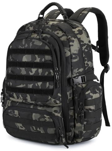HUNTVP Militär Rucksack 50L Taktischer Rucksack 50L Wanderrucksack MOLLE Trekkingrucksack Herren Military Backpack Wasserdicht Bundeswehr für Herren Damen Sport Outdoor Wandern Camping, Camo