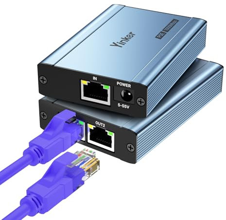 POE LAN Splitter Ethernet 1 a 2, Yinker 1000 Mbps LAN Splitter 2 porte RJ45 per cavo Cat5e/6/7/8 per fotocamera POE IP