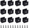 UFURMATE 12PCS Adjustable Square Glass Shelf Brackets Aluminum Alloy Glass Clamp Clips Wall Mounted Black Glass Holder Supports Mounting Brace for 6-8mm Thick Glass Shelves