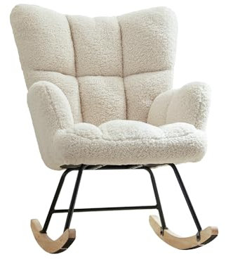 Generisch Moderner Schaukelstuhl, gepolstert, mit hoher Rückenlehne, für Kinderzimmer, Wohnzimmer, Schlafzimmer, Studie, Lesesaal, Balkon, Weiß