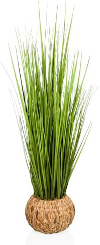 hjh OFFICE Kunstpflanze im Korb 112cm CORTADERIA Pampasgras im Korb aus Naturstroh, Künstliche Deko Pflanze Boho