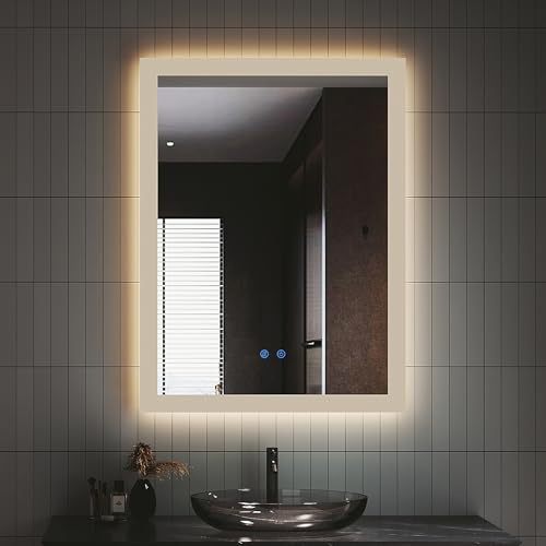 IMPTS Badspiegel mit Beleuchtung LED Badezimmerspiegel mit Touchschalter | Anti-Beschlag Beschlagfrei Dimmbar Neutralweiß 4000K Bad Wandspiegel mit Licht 70x50cm