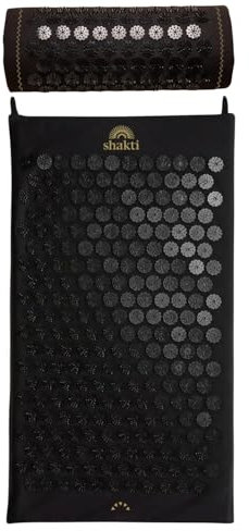 ShaktiMat [Das Original seit 2007] Akupressurmatte und Akupressurkissen zur Entspannung für Rücken, Nacken, Füße, Ethische Handarbeit, GOTS-zertifizierte Bio-Baumwolle, Schwarz