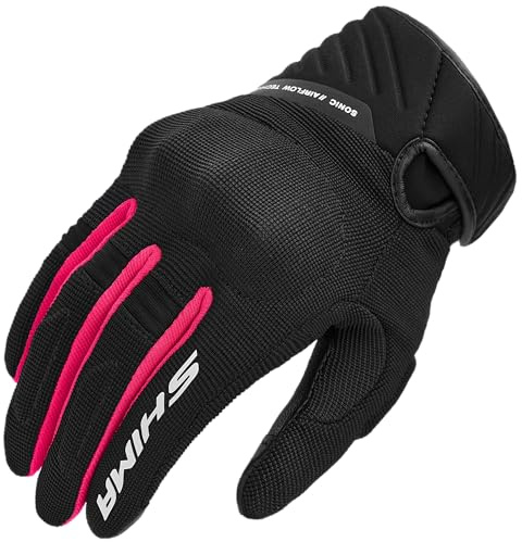 SHIMA SONIC Gants Moto Homologué Femme Textile Cuir Longues Ete Ventilé Protecteur Perforé Gant Protecion Norme Touchscreen Ventilation Scooter Trotinette Motocyclette (Femmes, Rose, XS)