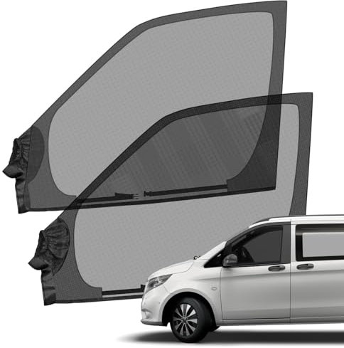 Mosquitera para Puerta Delantera Compatibles con Mercedes-Benz Vito 1996-2025, (1 Par) 2 Piezas Coche Ventana Parasol Transpirable para Ventana de Camping