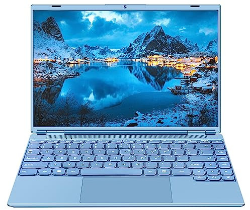 NOTODD Ordenador Portátil Win 11 Pro Celeron N5095 PC Portátil 14 Pulgadas (8GB LPDDR4 RAM 256GB SSD Laptop), Portatiles Convertible 180°, 5G WiFi, 1920 * 1200, Protege el Teclado Español - Blue
