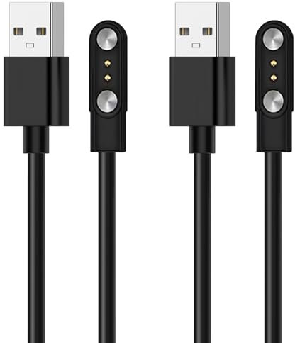 Chargeur de montre intelligente universel, câble USB chargeur Smartwatch 2 broches, espacement de sonde de 2,84 mm, compatible de 2,5 à 3 mm, 60 cm (paramagnétique et diamagnétique)