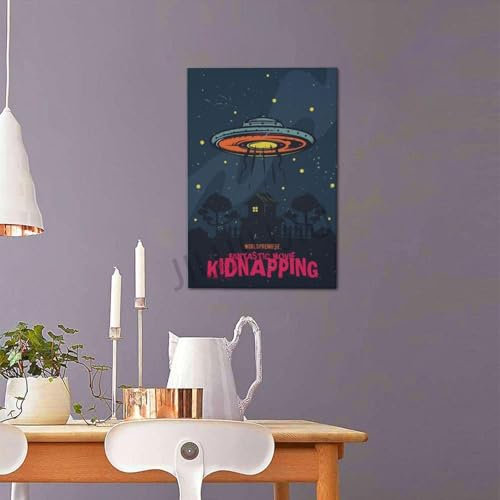 JIUJIUJIU UFO Poster und Drucke Vintage Wandkunst Leinwand Malerei Kunstwerk Wandbild für Zuhause Wohnzimmer Dekoration. Rahmenlos 20 * 30cm