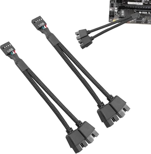Eophmi USB Header Splitter 2pcs USB 2.0 9pin Female To Dual 9-Pin Male Extension Cable Motherboard 9pin Header Splitter for Computer Internal Motherboard 15cm(Black)