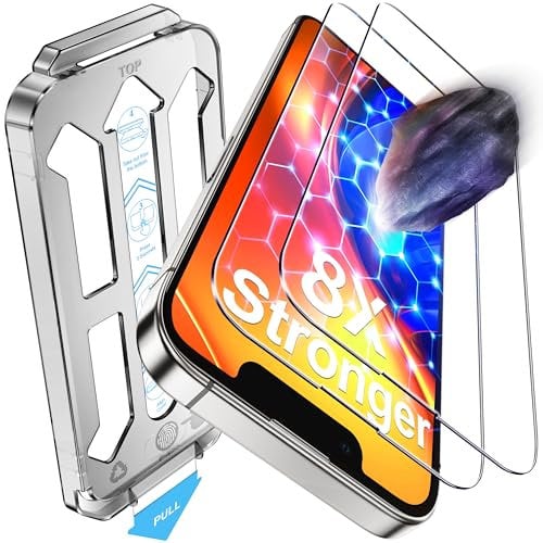 Tentoki 2 Pack for iPhone 13 Pro Max / 14 Plus Screen Protector 6.7-inch, 9H+ Military-Grade Protection Tempered Glass Film,[Auto Dust Elimination Installation Tool] [No Bubbles] [Ultra-Transparent]